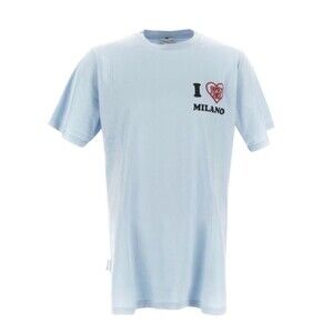 Family First 'I Love Milano' T-shirt Short Sleeve Light Blue Size XXL